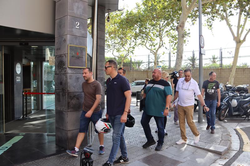 Barcelona airport security workers arriving at the site of the meeting with I-SEC representatives to discuss the planned strike