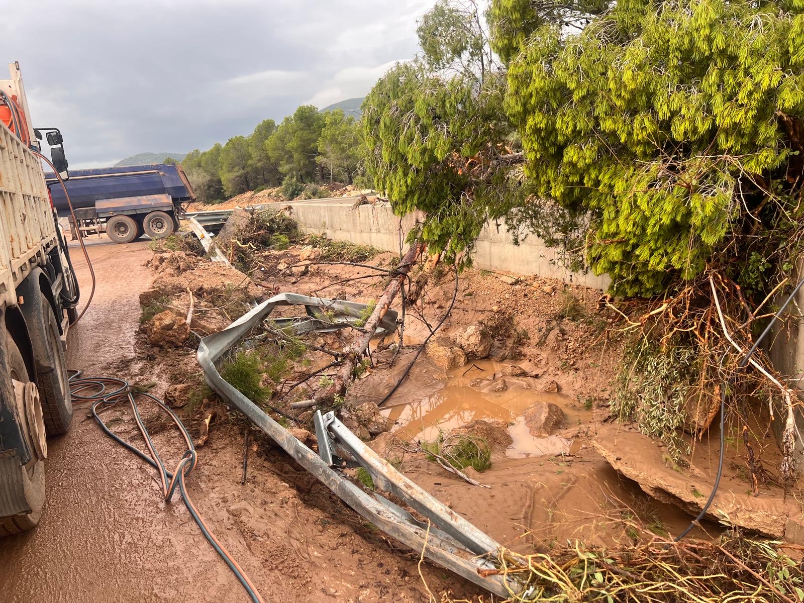 Road affected by the storm