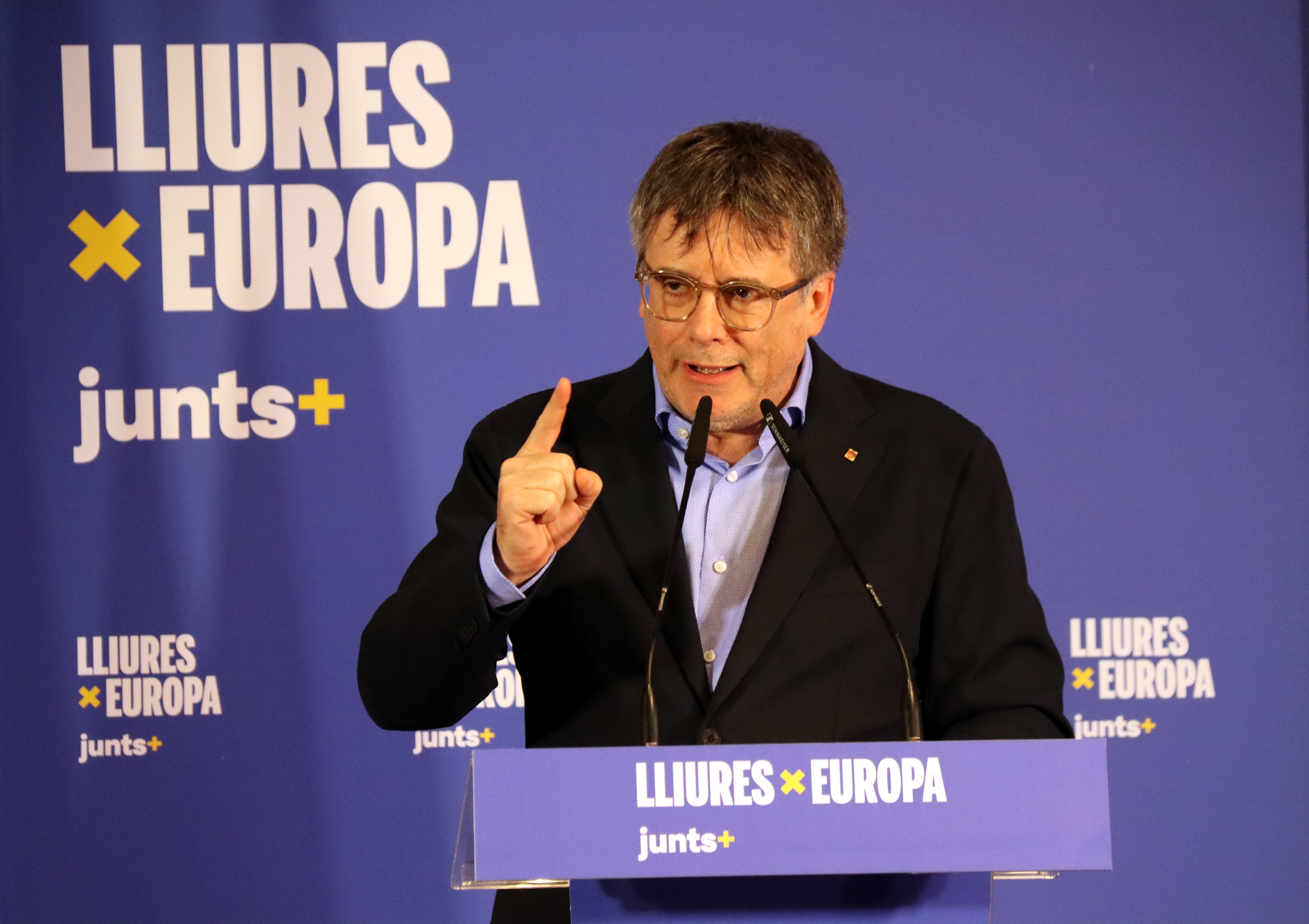 Junts+ candidate and former Catalan president Carles Puigdemont