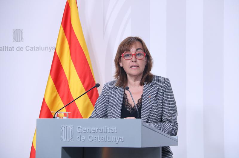 Catalan government spokesperson Sílvia Paneque gives a press conference following an executive council meeting