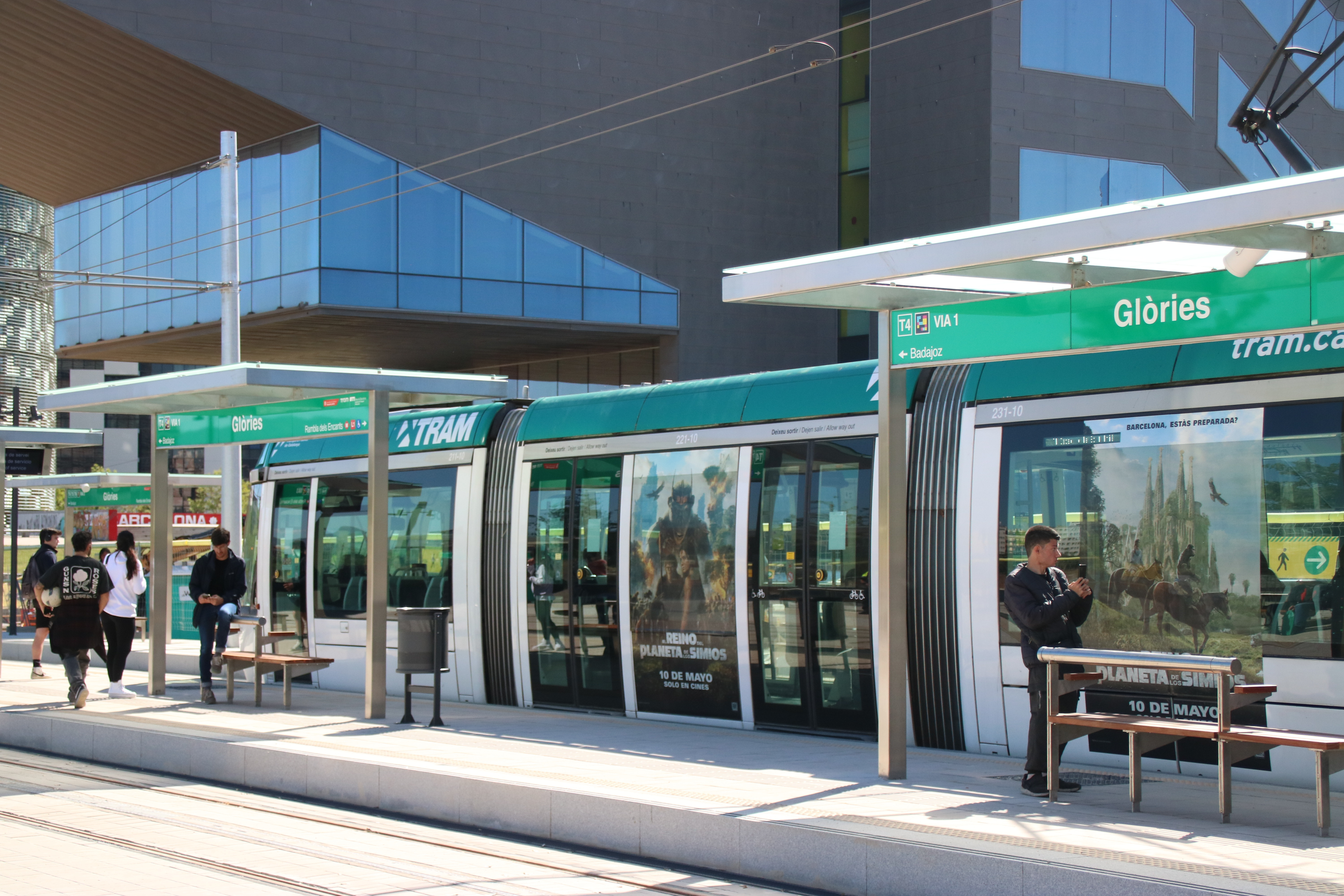 A new tram station at Plaça de les Glòries Square in Barcelona opened on Thursday.