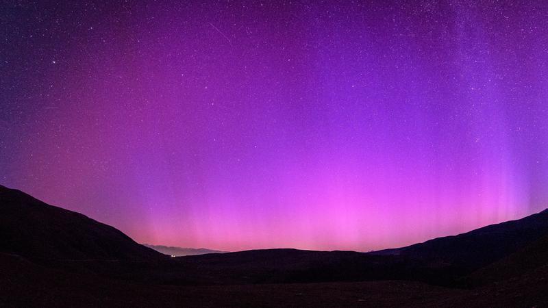 Northern lights seen from Pla d'Anyella, in northern Catalonia