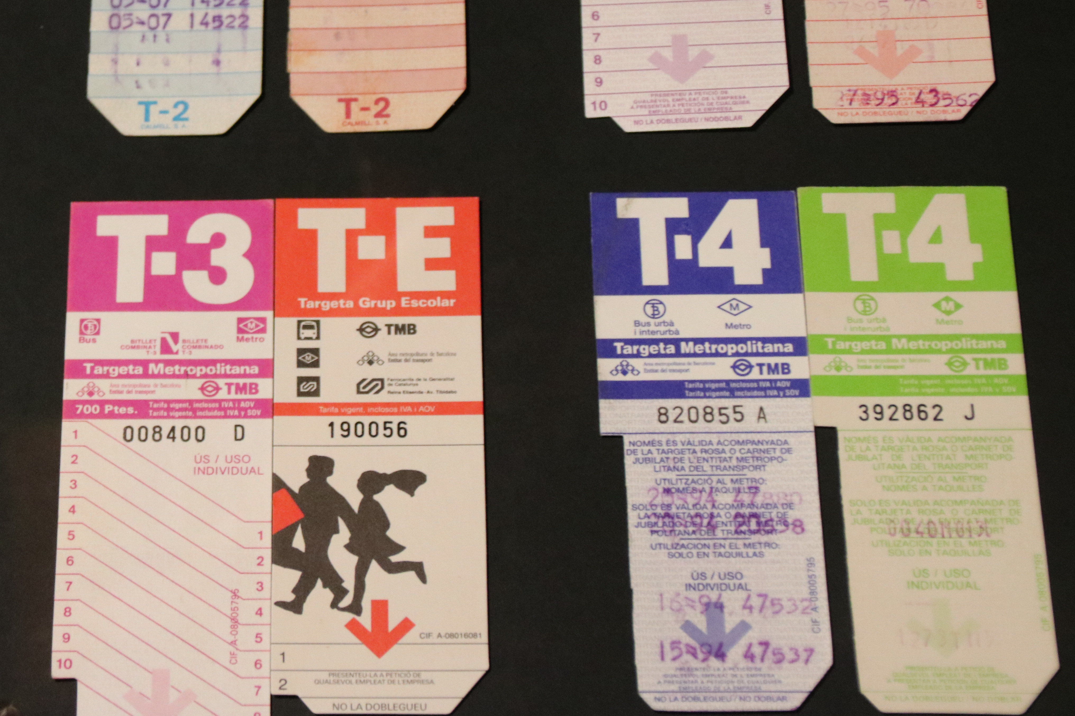 Old transport cards exhibited at the Gaudí ghost station, which is open to the public for the first time