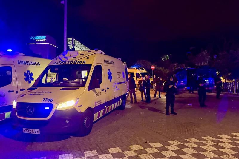Ambulances outside Espanyol's RCDE Stadium