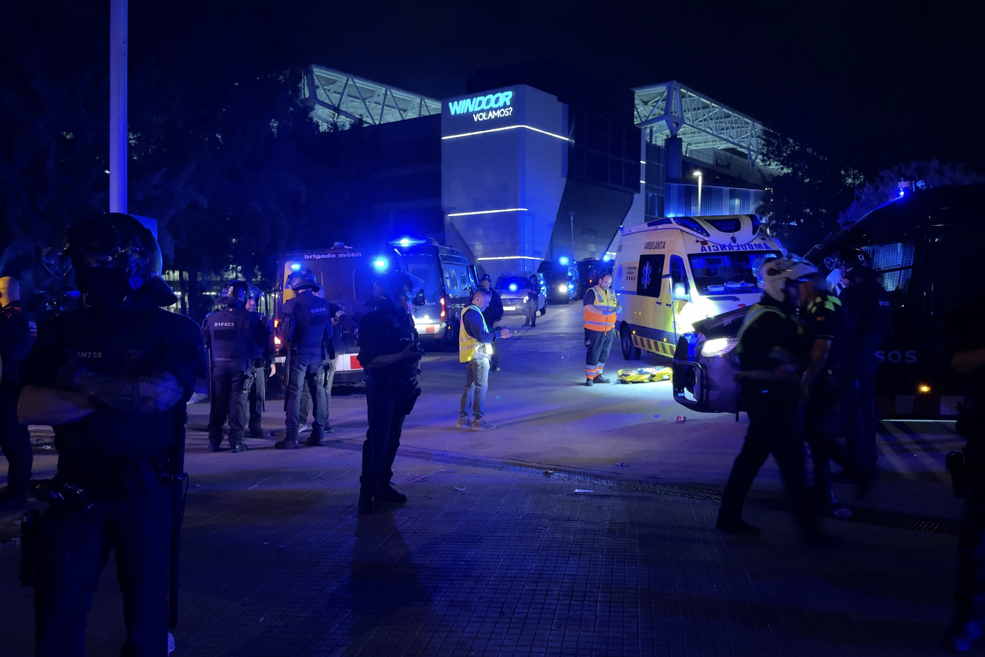 Police outside the RCDE Stadium