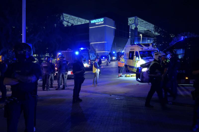 Police outside the RCDE Stadium