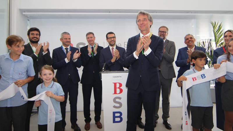 Various officials at the inauguration ceremony of the new British School of Barcelona campus