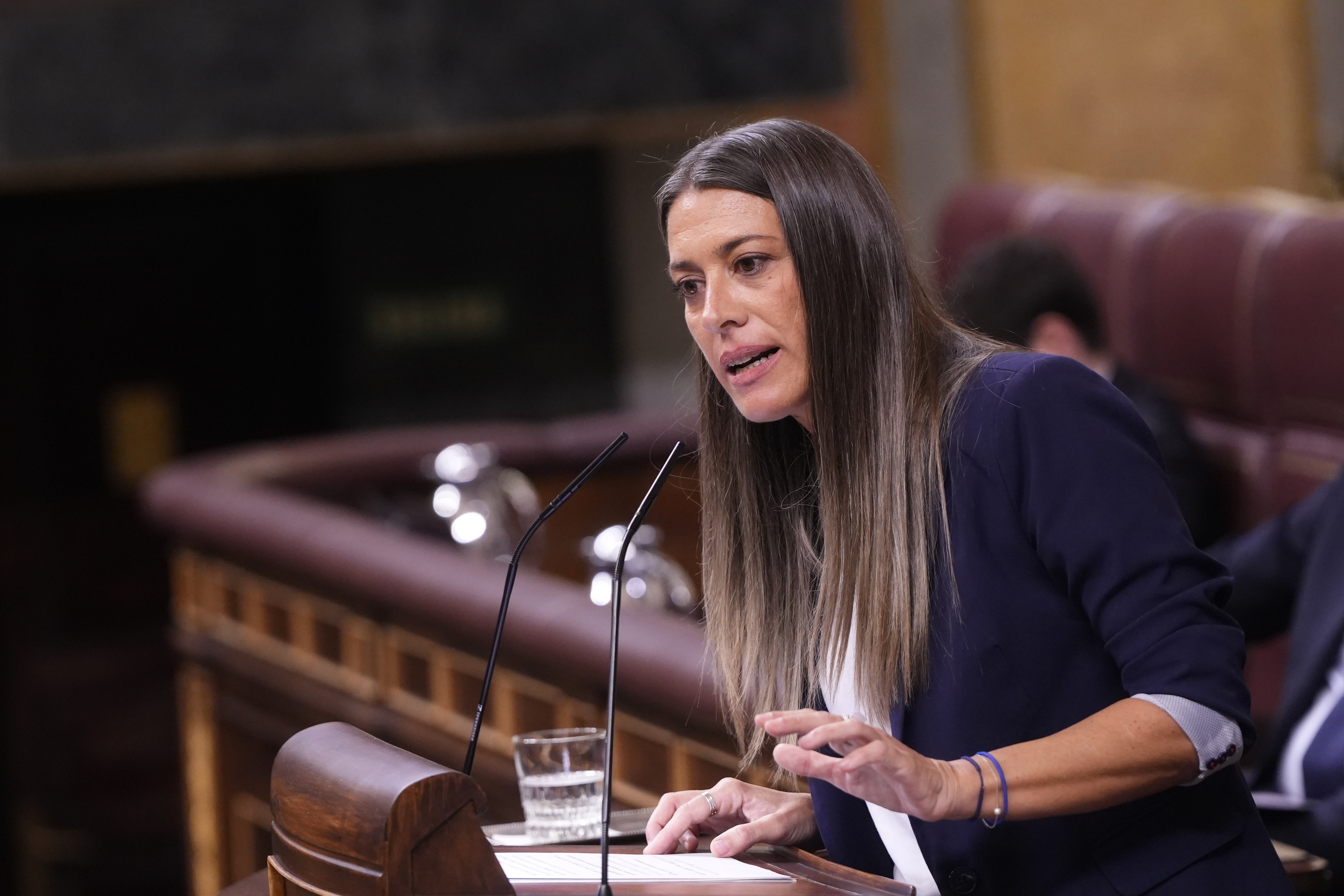 Junts spokesperson in the Spanish Congress, Míriam Nogueras, during her speech as part of Pedro Sánchez's investiture debate