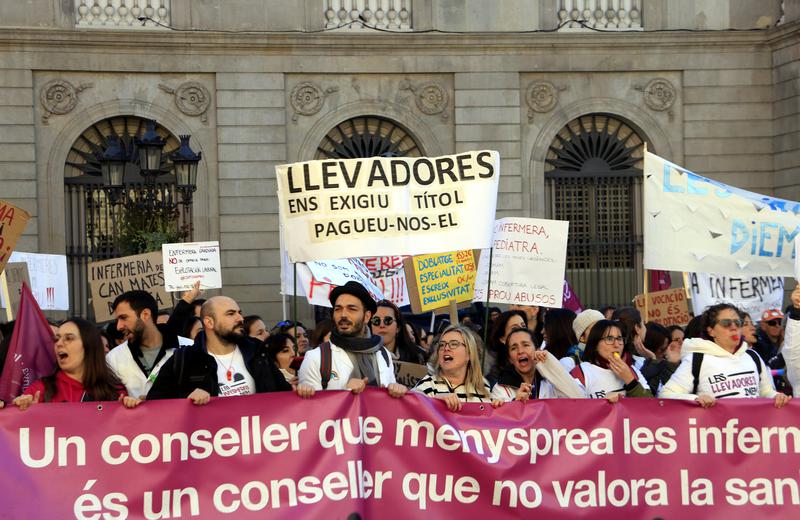 Nurses on strike in Barcelona, January 8, 2024