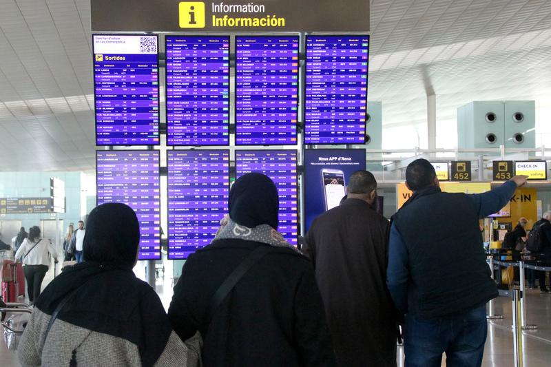 Departure screens at Barcelona Airport