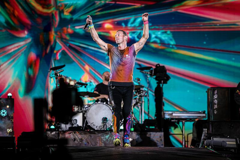 Chris Martin during the first of four Coldplay concerts in Barcelona Olympic Stadium on May 24, 2023