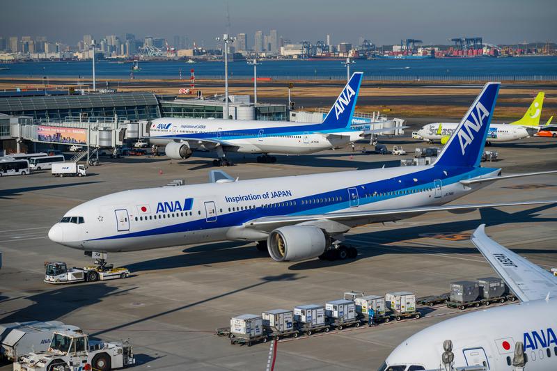 Several Japanese ANA Airways planes at Tokyo Haneda Airport in a file picture