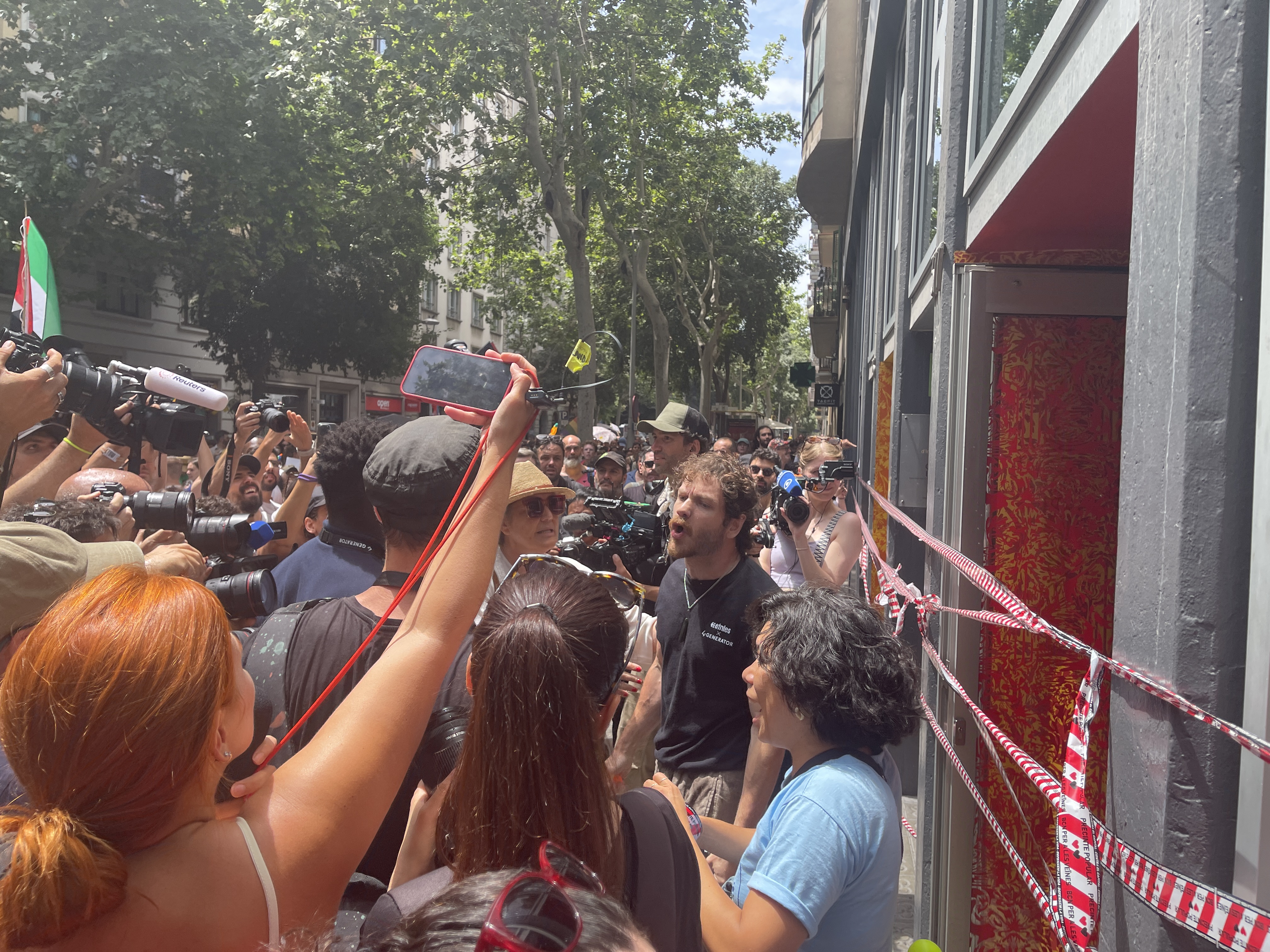 There was tension between protesters and staff at the Generator hostel