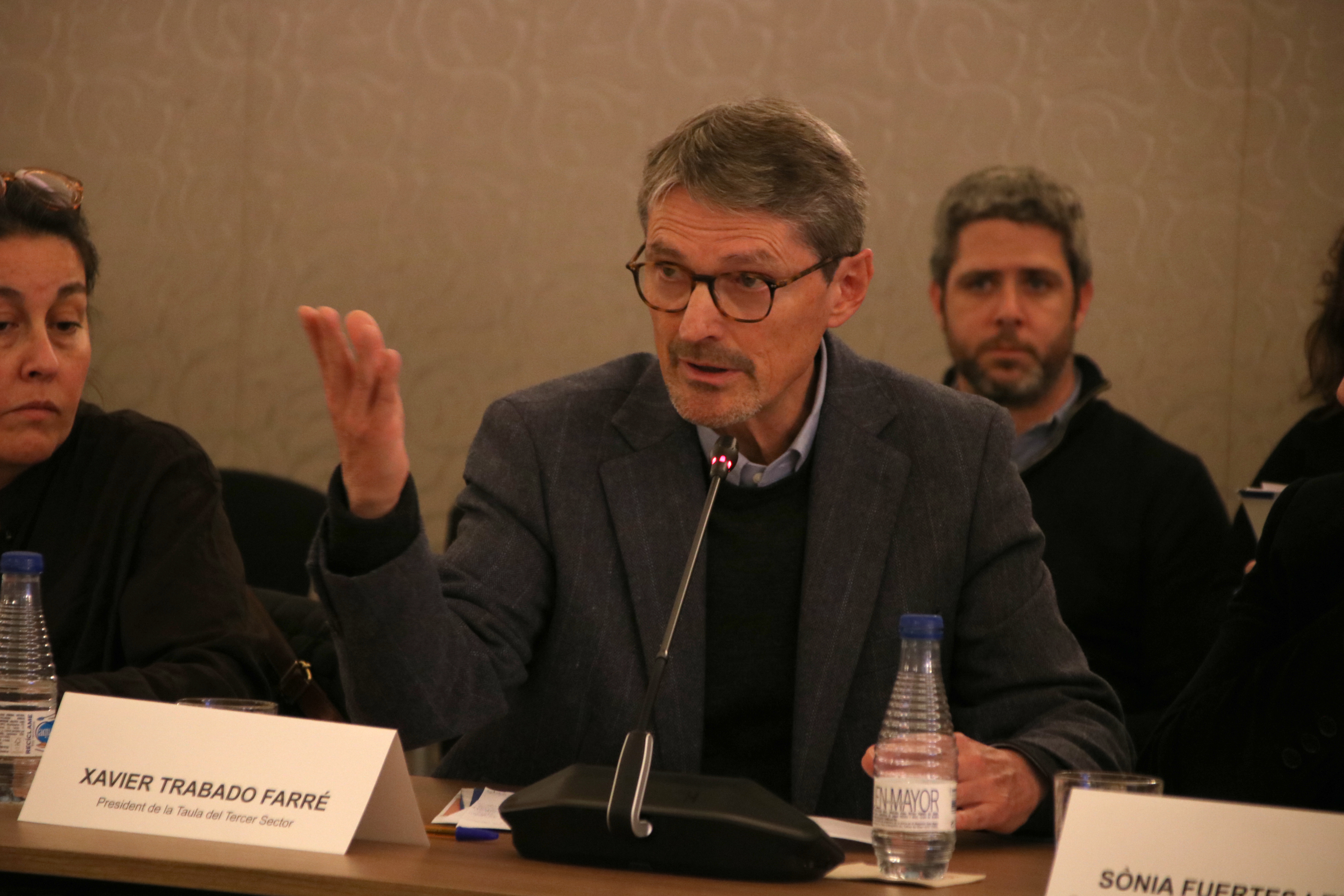 Xavier Trabado, president of the Third Sector Platform, during the Palau de Pedralbes summit on migrant regularisation