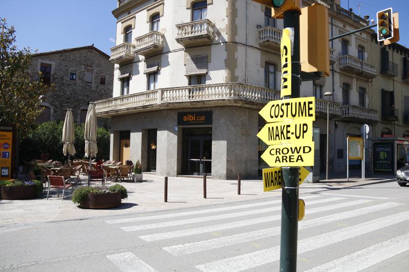 Street signs in Besalú, Garrotxa, during the filming of the HBO series 'Westworld'
