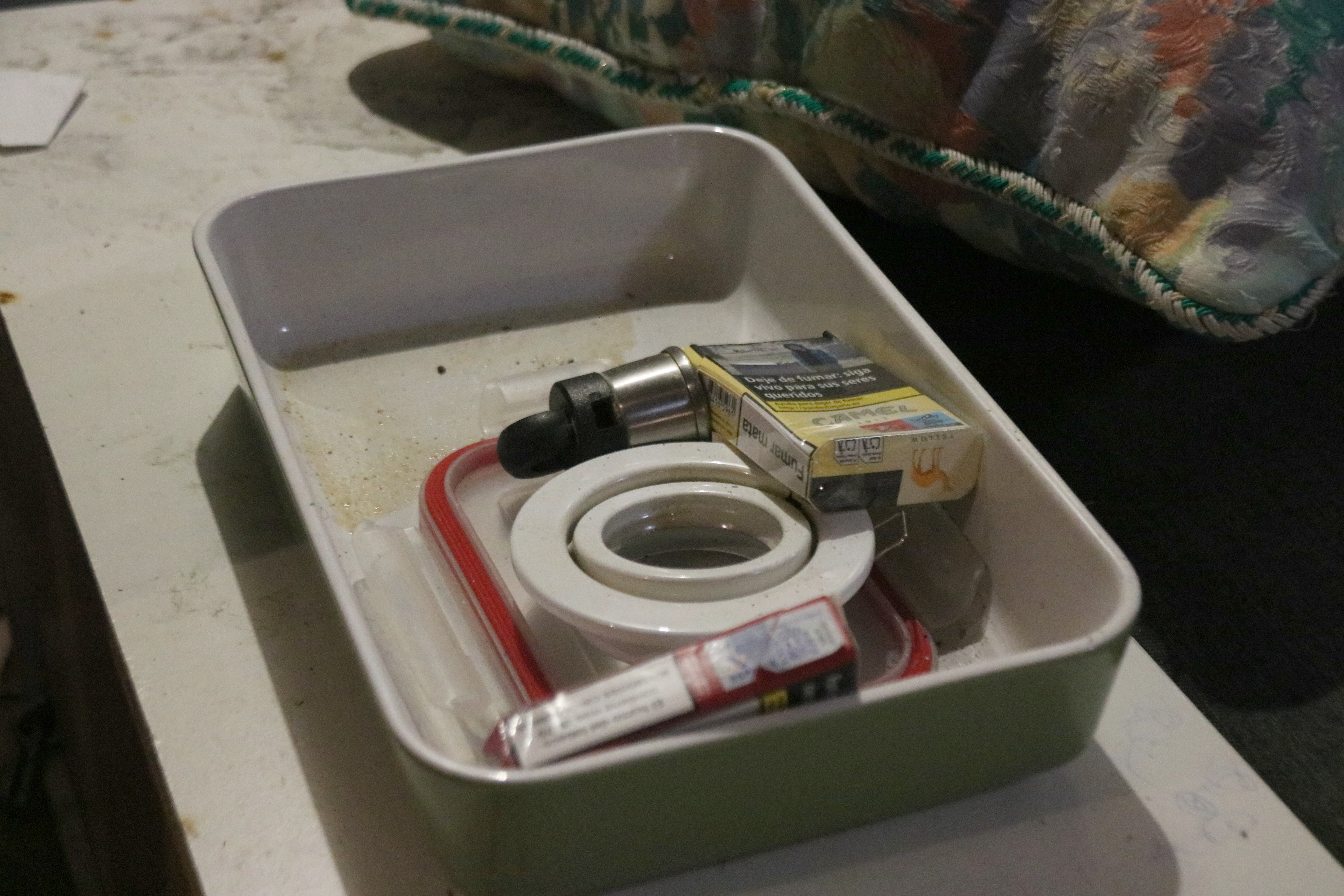 Objects found inside the drug den
