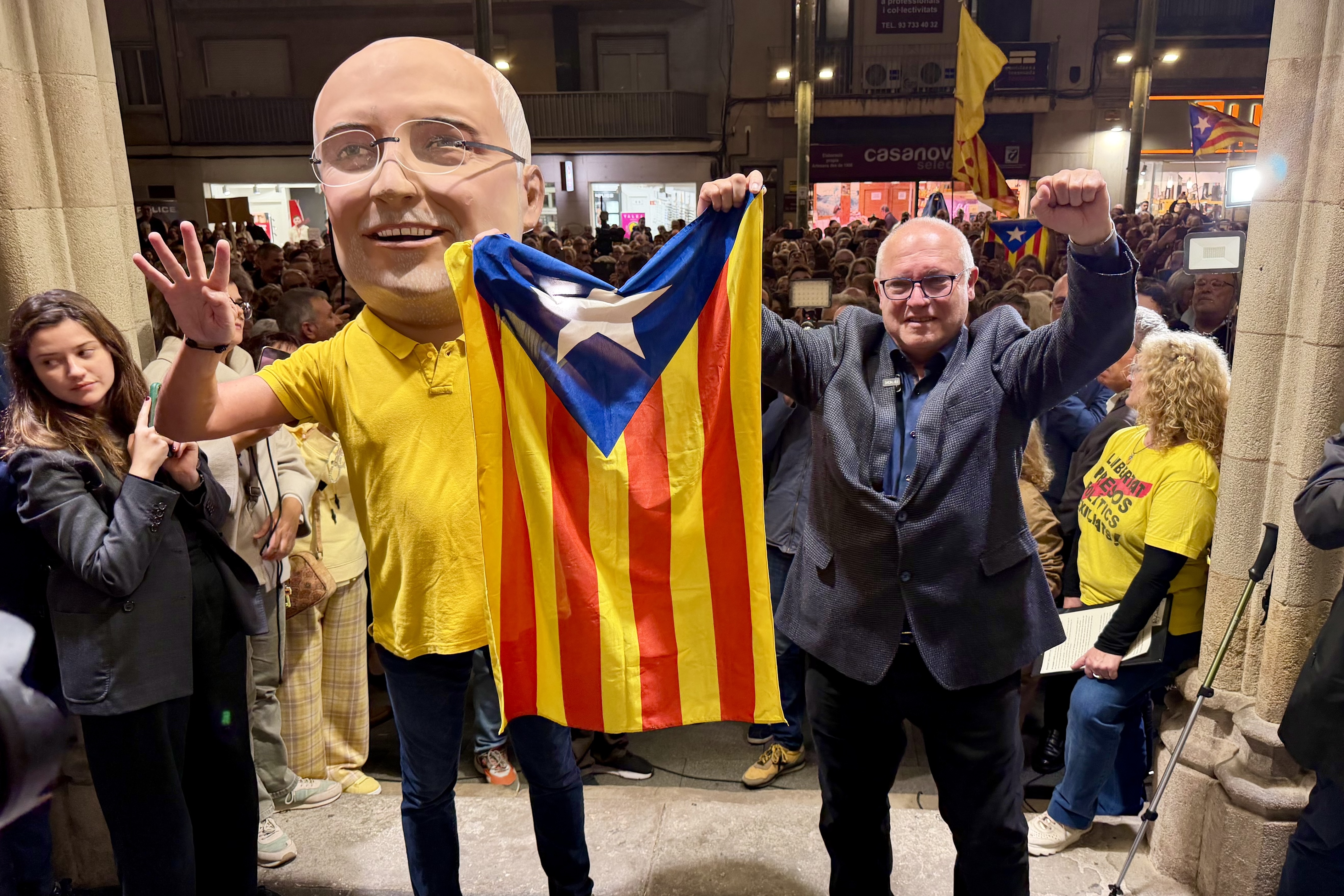 Lluís Puig with capgròs made in his honour in 2018