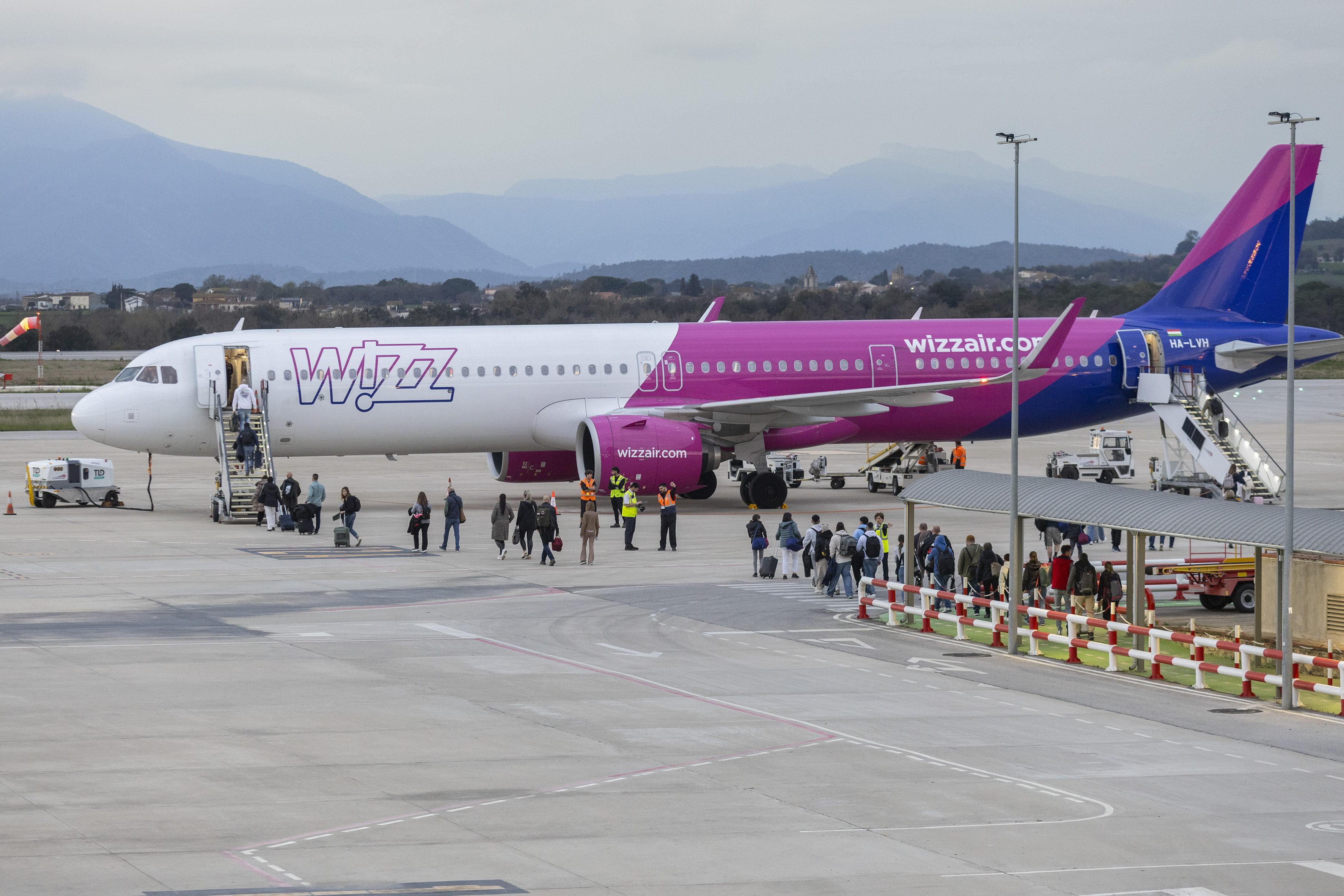 A Wizz Air plane at Girona airport