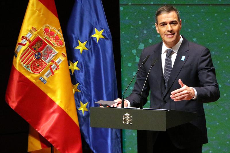 Spanish PM Pedro Sánchez at the opening of the commemoration of the 50th anniversary of the death of Francisco Franco