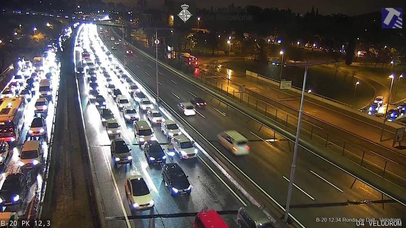 Heavy traffic jam on Barcelona's Ronda de Dalt road on Monday October 16, 2023 after a deadly car accident