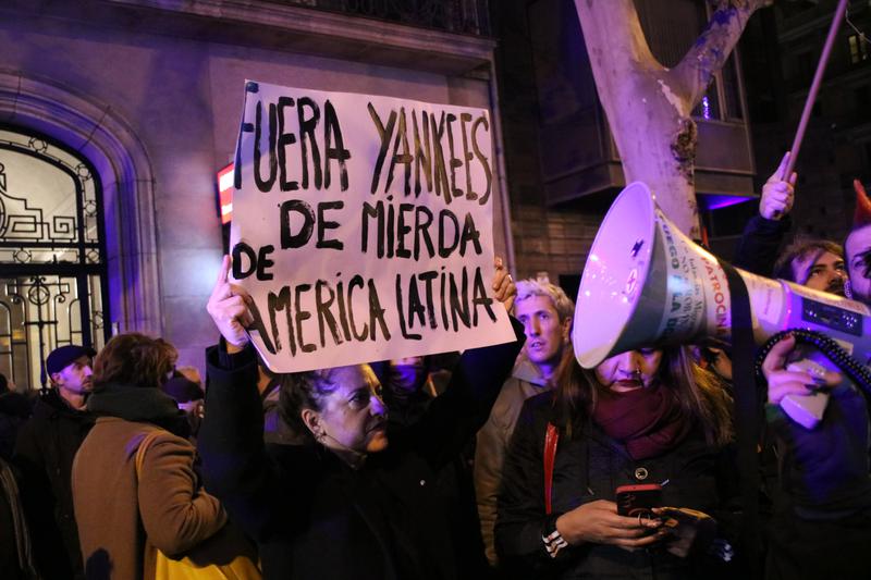 Protesters denounce the US attack on Venezuela