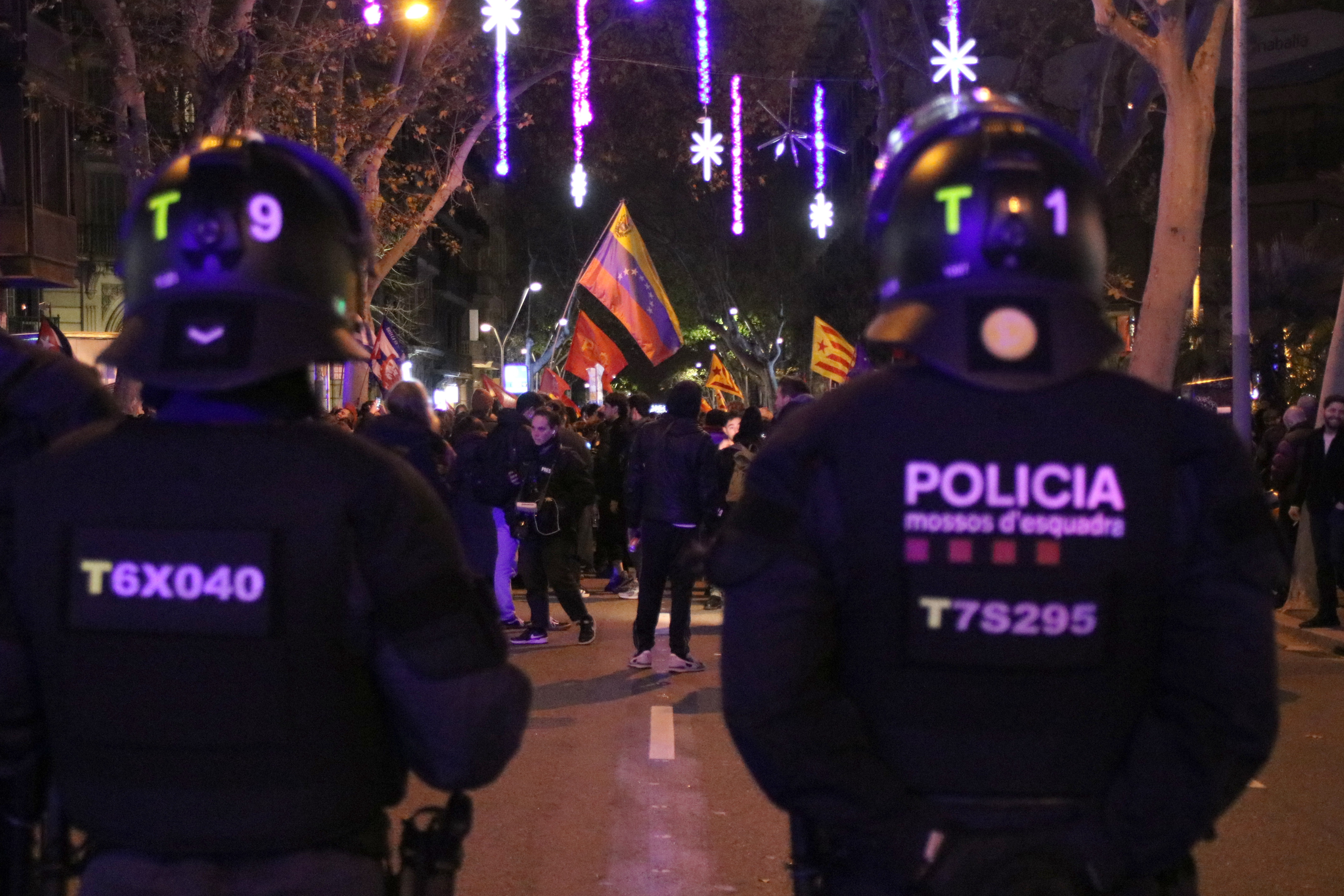 Police at the protest in front of the Venezuelan consulate
