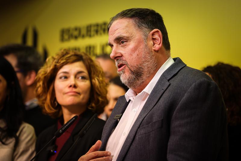 ERC president, Oriol Junqueras, with the new secretary general, Elisenda Alamany