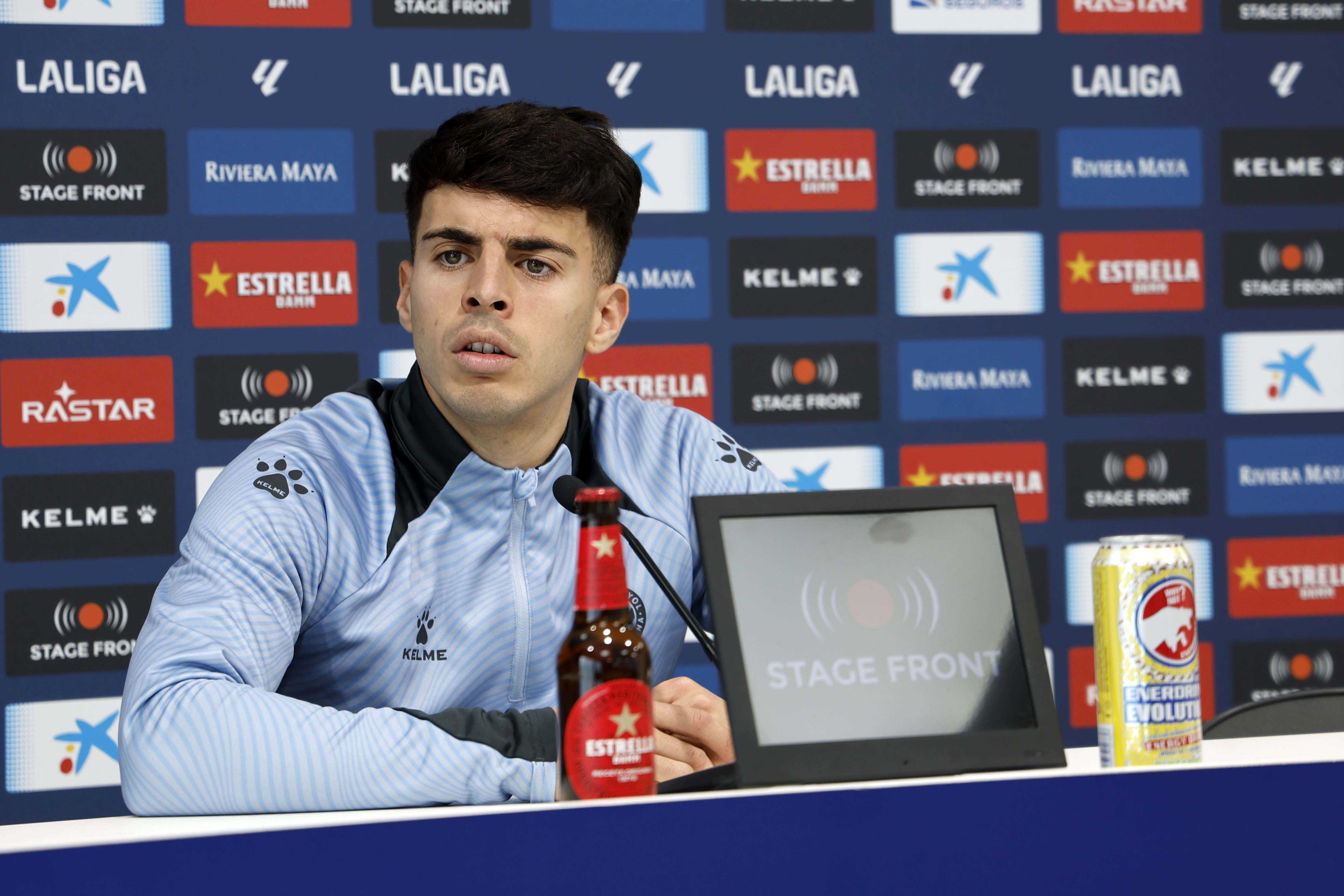 RCD Espanyol player Álvaro Aguado during a press conference