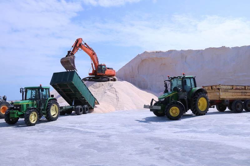 Mountain of salt at the Infosa facilities at Punta de la Banya