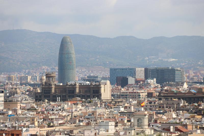 Barcelona seen from Montjuïc Park, with the Glòries Tower in the background