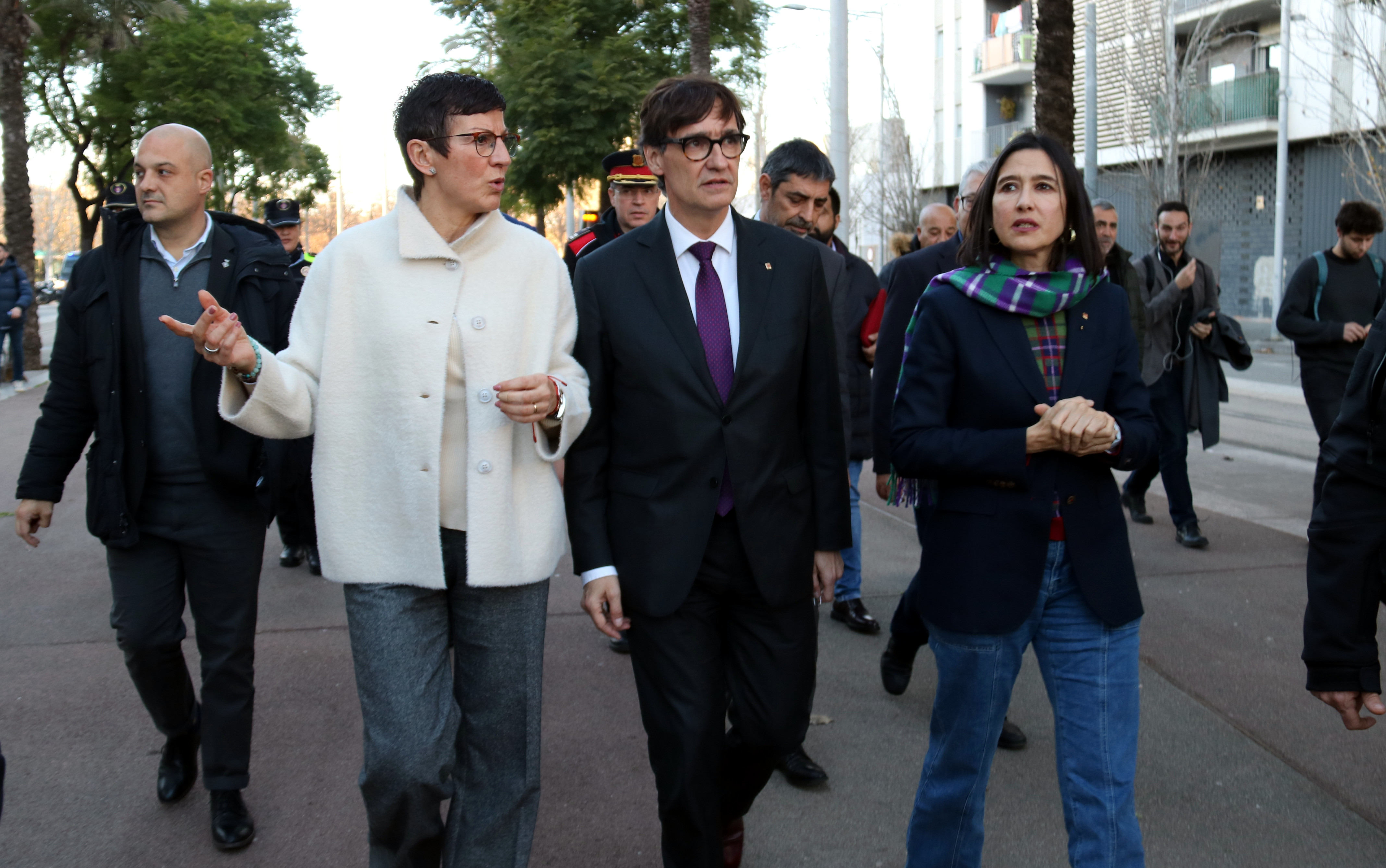 Catalan president Salvador Illa visits La Mina after the shooting