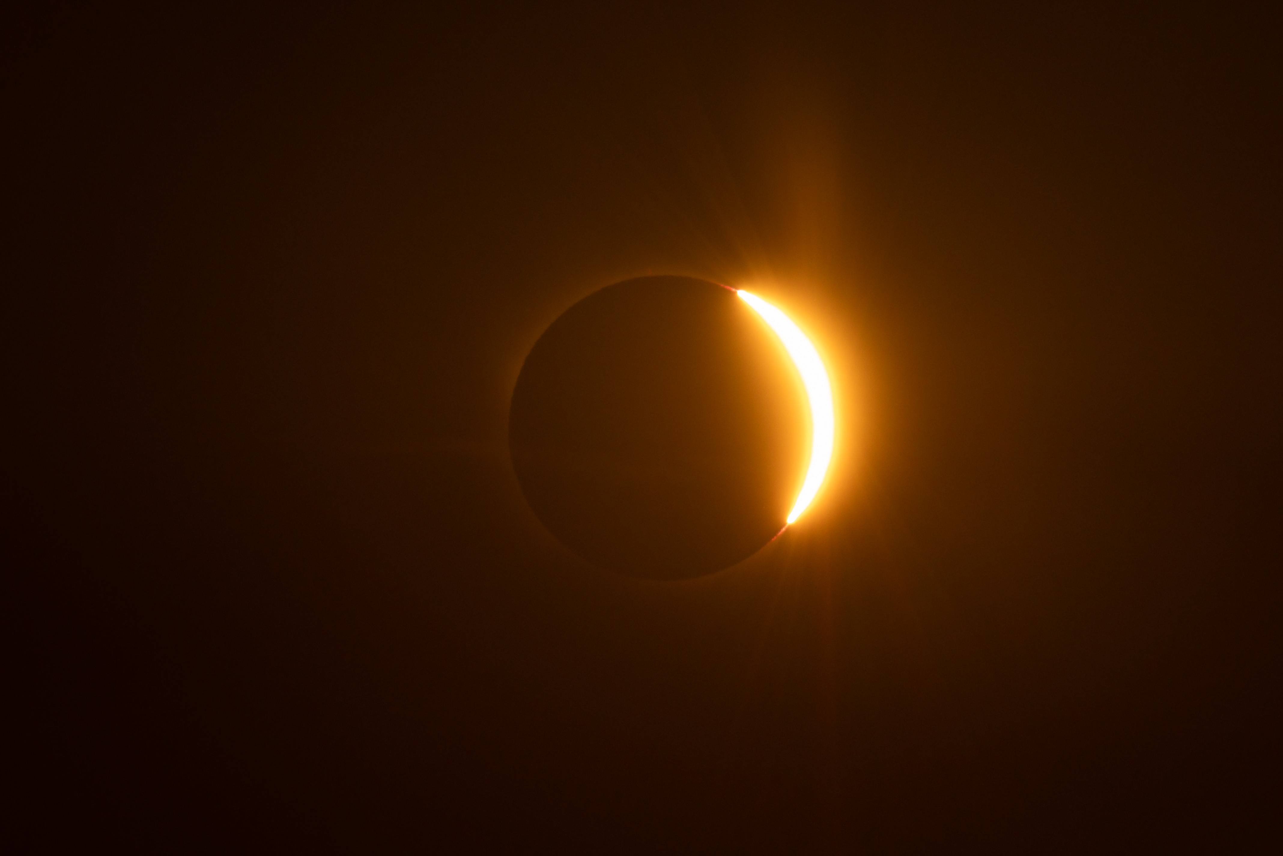 The sun begins to emerge again after the eclipse of August 12