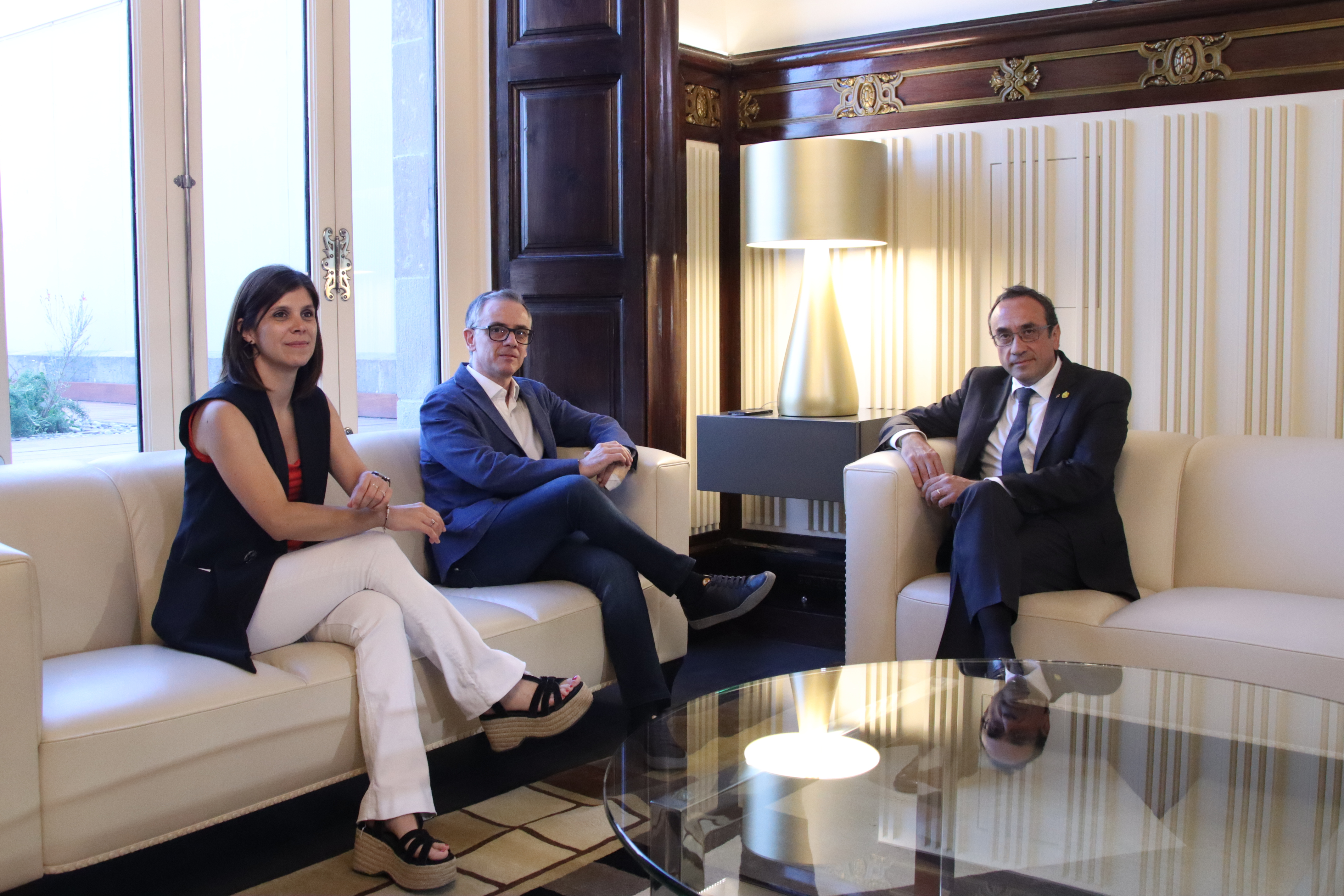 Parliament speaker Josep Rull with Esquerra Republicana's spokesperson