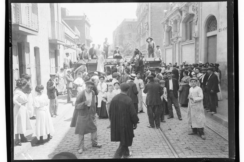 Barricades during the Tragic Week in Barcelona, 1909 