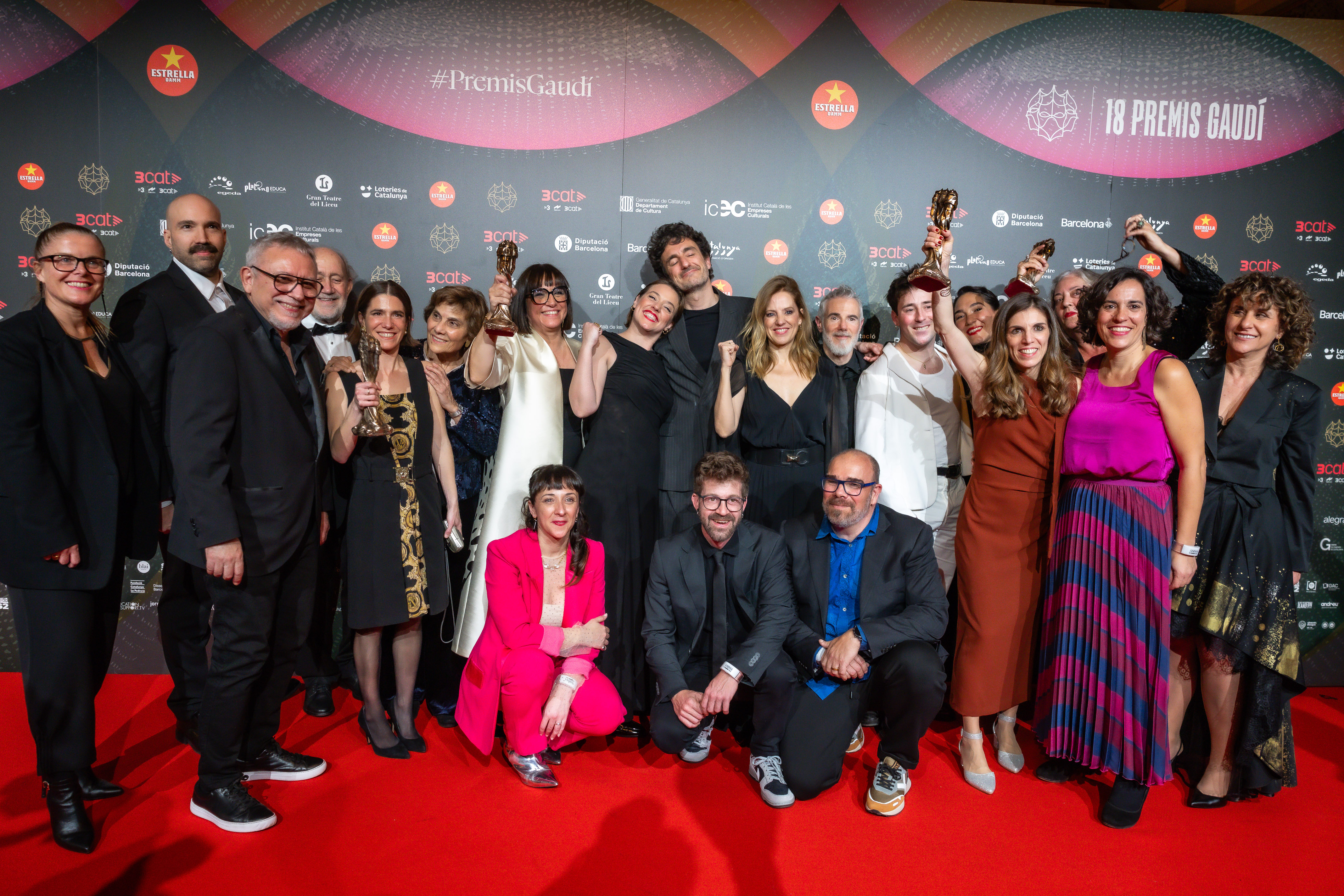 Members of the cast and crew of Frontier celebrate their four awards