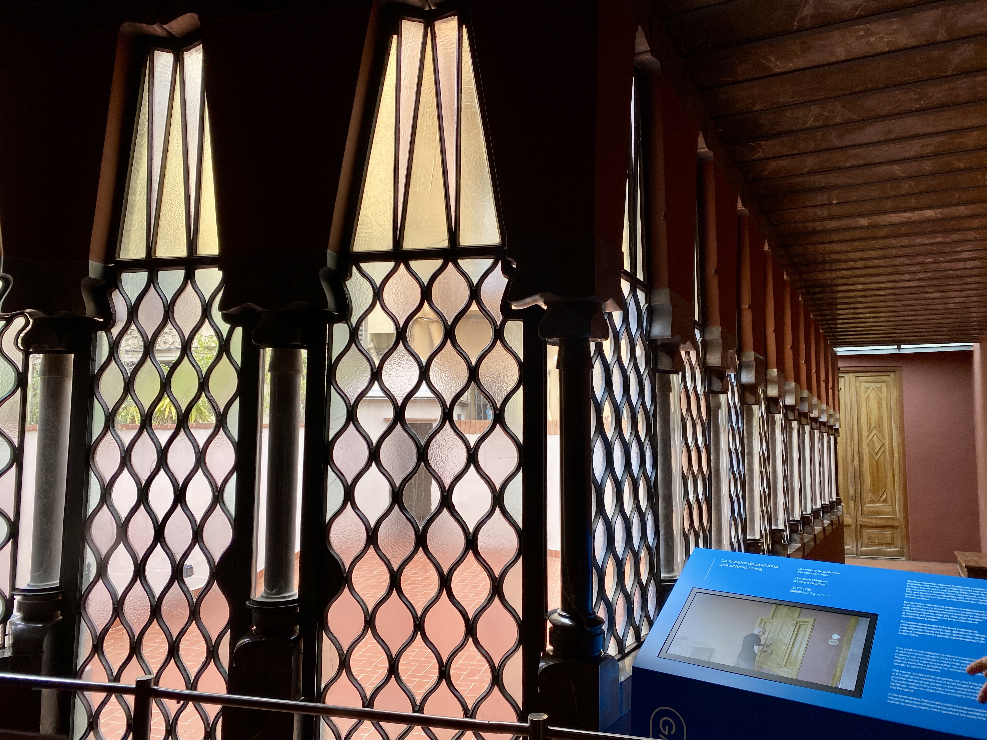 The 'guillotine window' inside Palau Güell