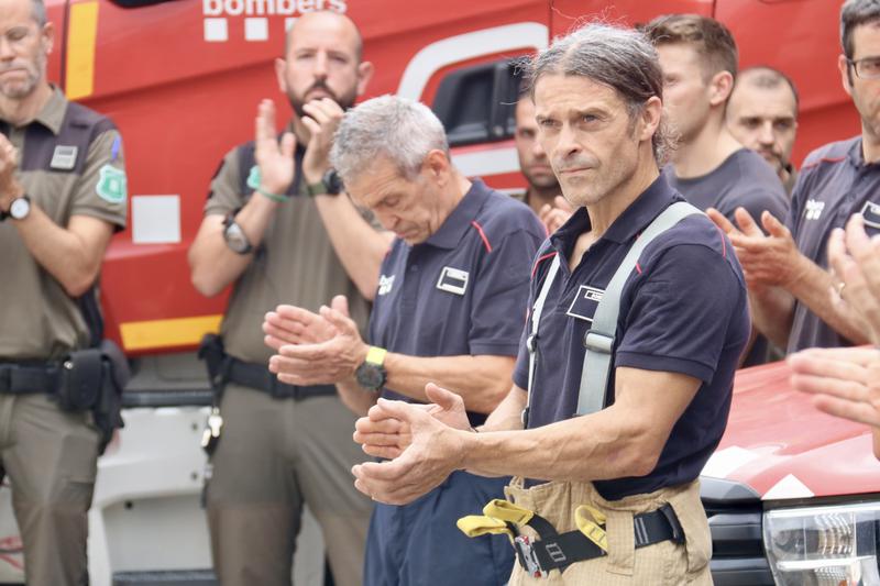 A tribute to the deceased firefighter at the Granollers station where he worked