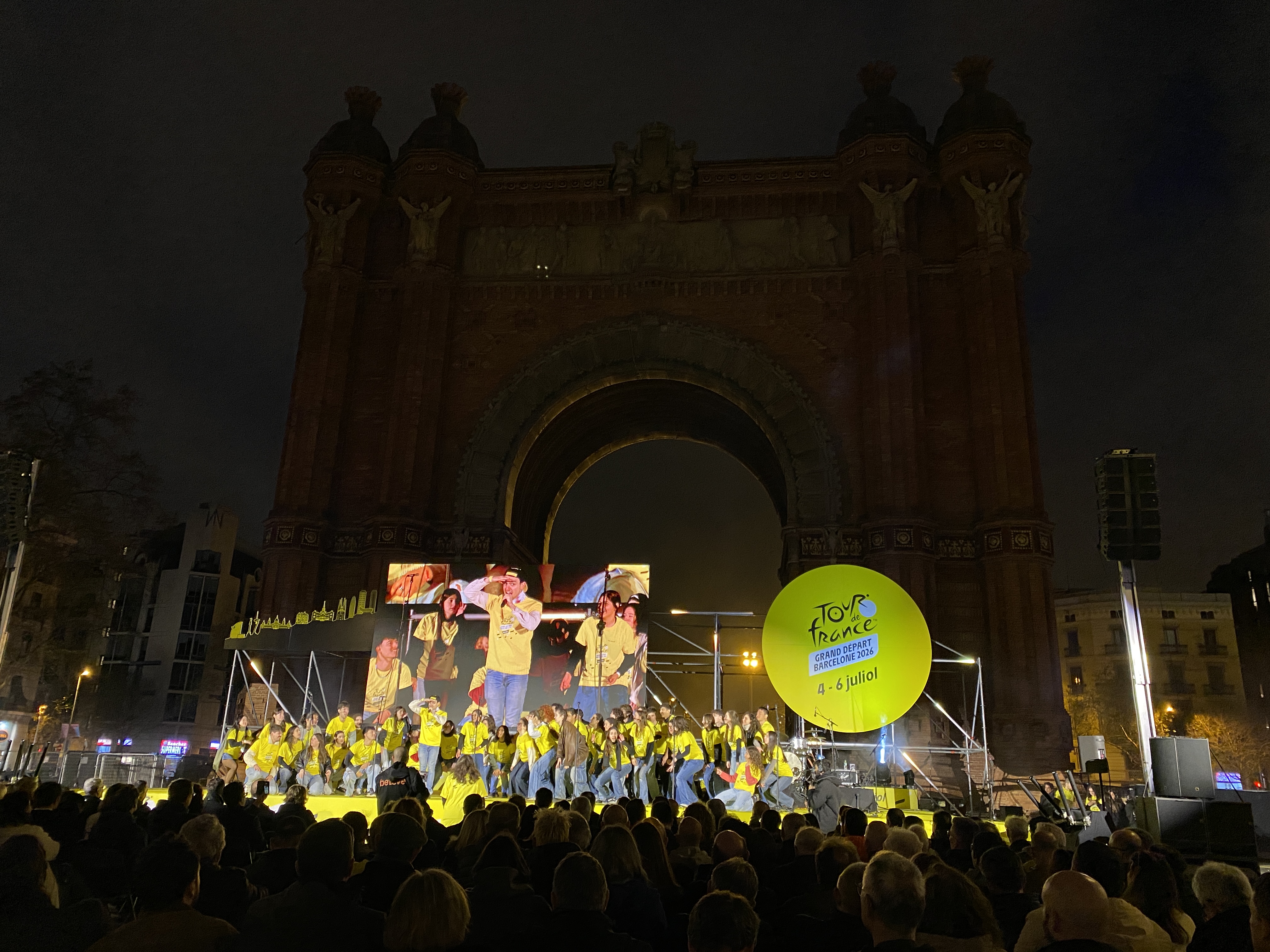 The music choir 'Musicals' Choir' taking the stage at the 100-days until Tour de France celebration
