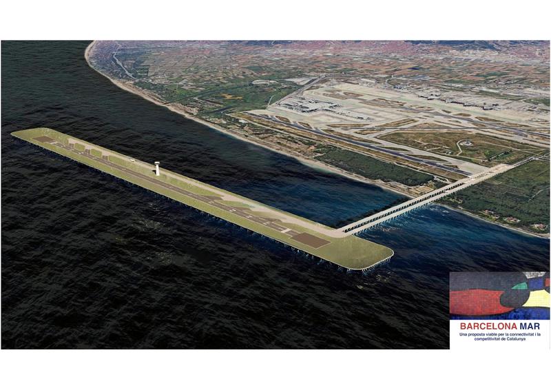 Virtual image of what a sea runway would look like at the Barcelona airport