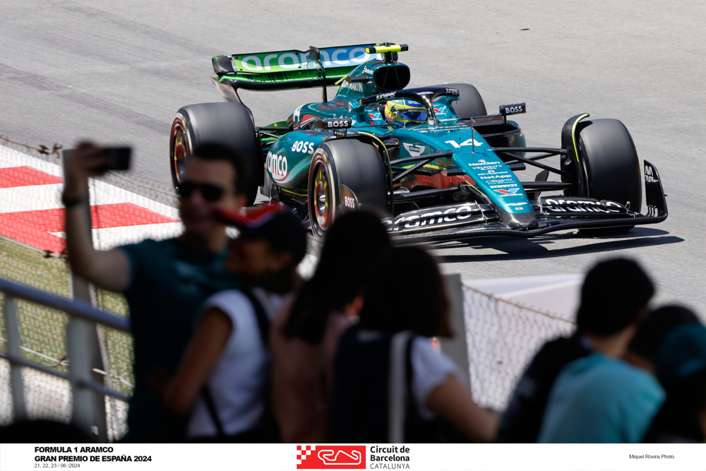 F1 driver Fernando Alonso in Barcelona's 2024 ARAMCO F1 Grand Prix