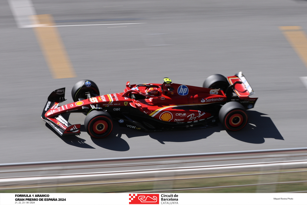 Formula 1 driver Carlos Sainz in Barcelona's 2024 ARAMCO F1 Grand Prix