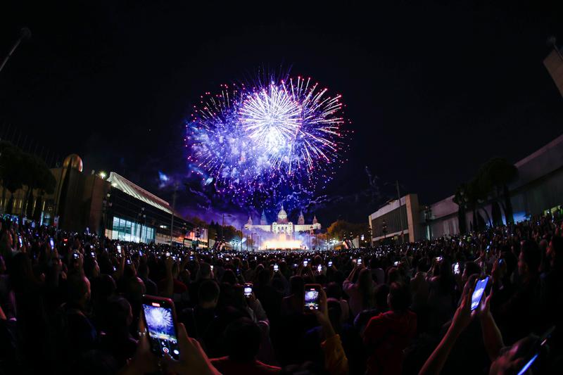 A moment of Barcelona's La Mercè piromusical fireworks display