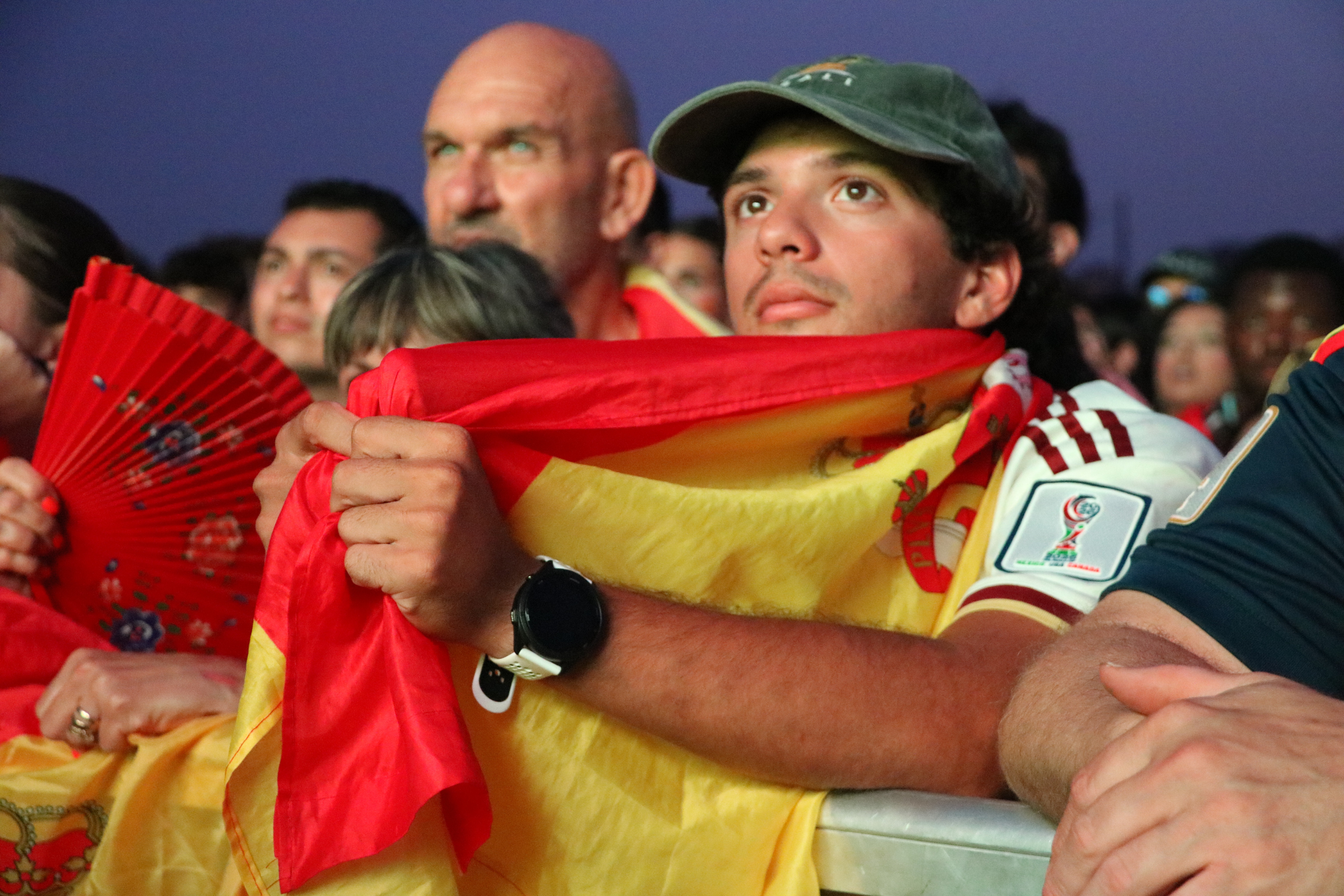A fan of the Spanish national team, during the final of the men's World Cup, at Parc del Forúm in Barcelona