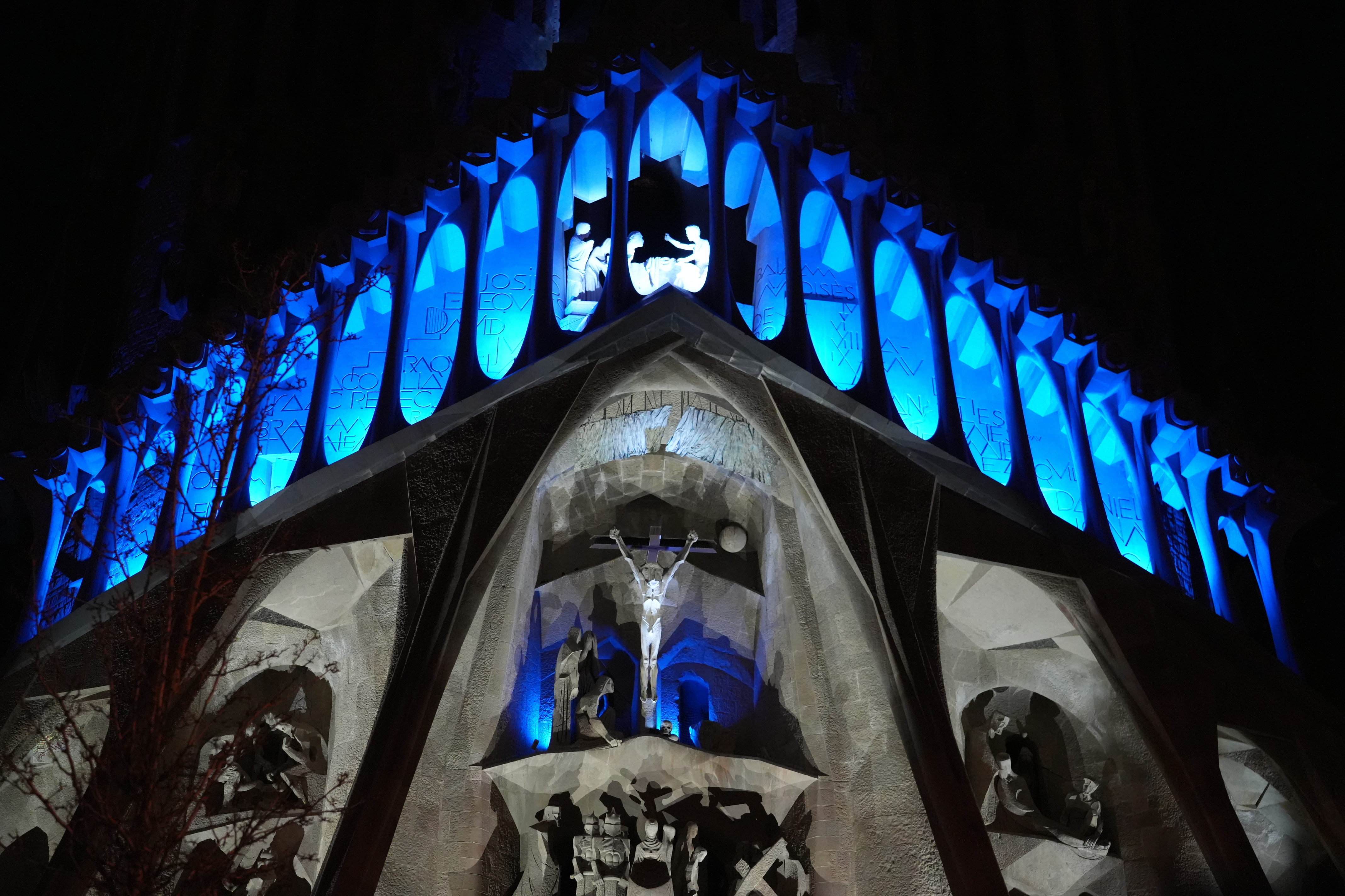 Detailed depiction of the liturgical narrative of the last days of Jesus on the Passion Façade of the Sagrada Família
