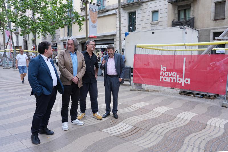 Barcelona city council officials on the La Rambla boulevard
