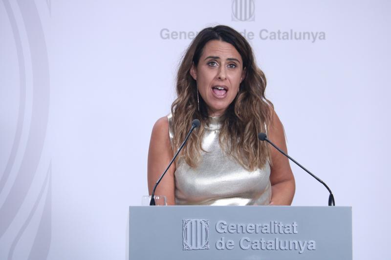 Catalan government spokesperson Patrícia Plaja speaks during a press conference