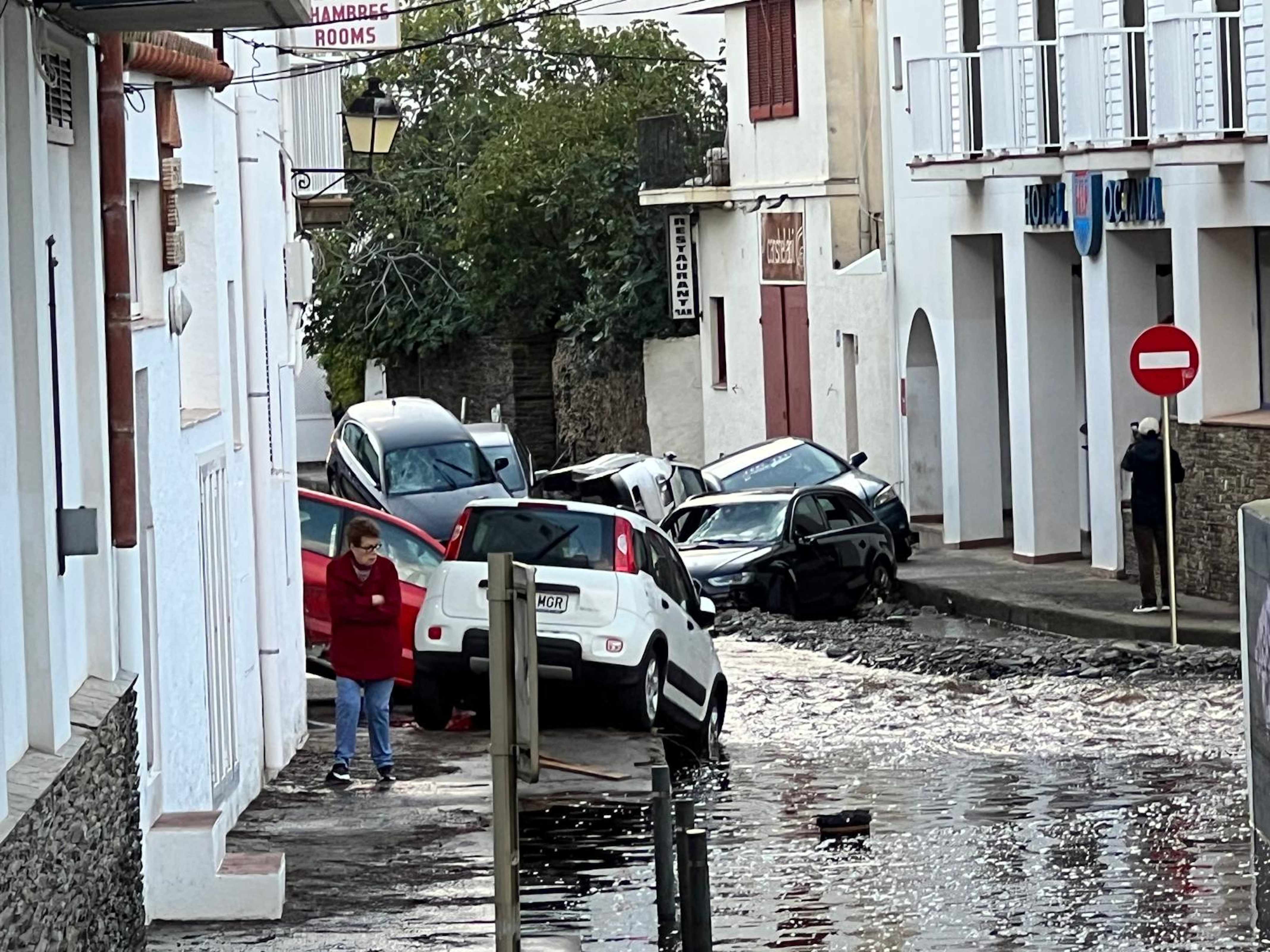 Cars swept away by the Cadaqués stream