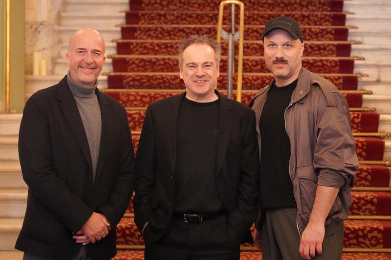 Víctor Garcia de Gomar, artistic director of the Liceu; Jonathan Nott, music director; and Tobias Kratzer, stage director