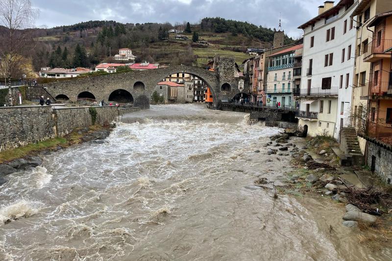 River Ter in Camprodon after Storm Jana on March 9, 2025