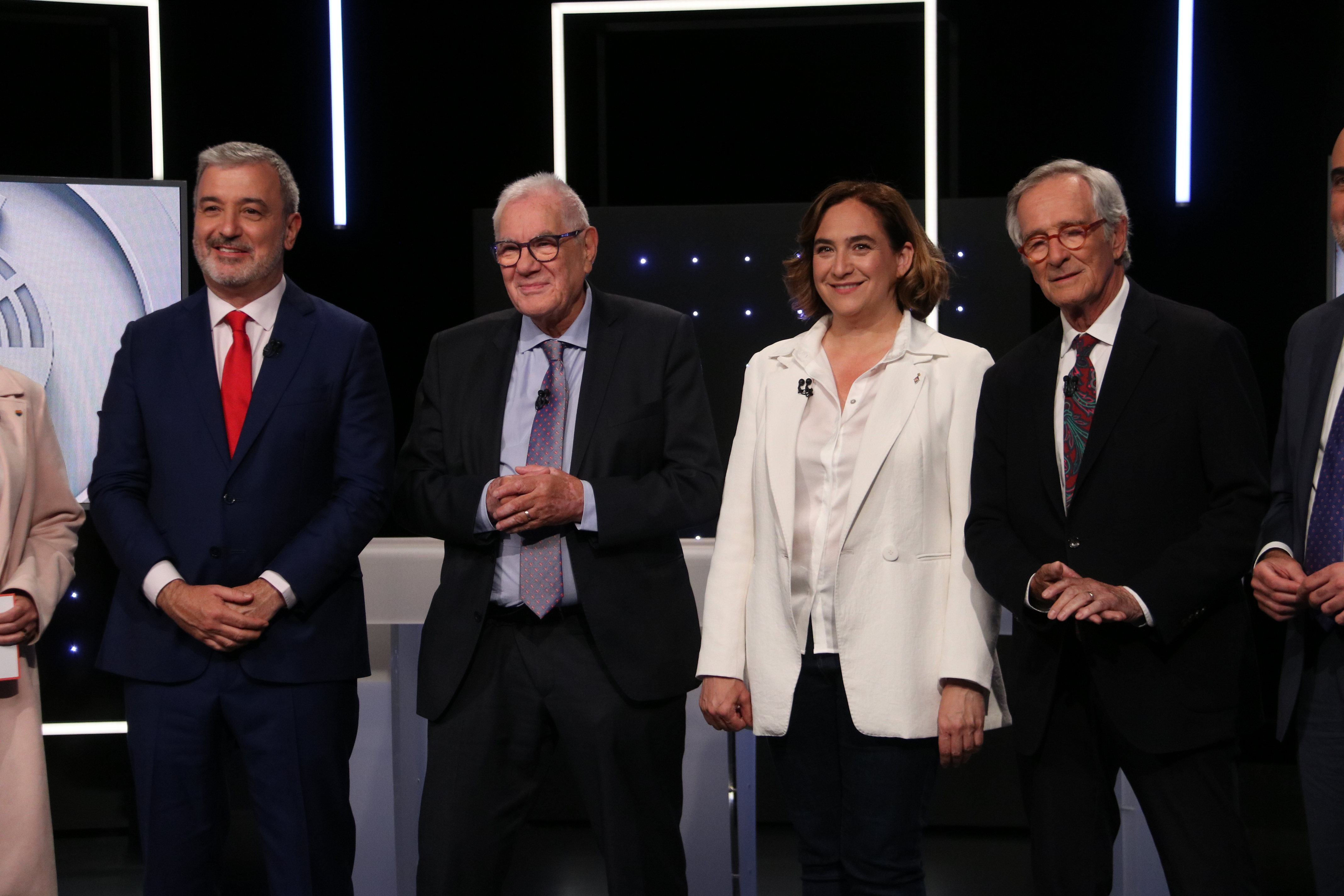 Candidates Jaume Collboni (Socialists), Ernest Maragall (ERC), Ada Colau (BComú) and Xavier Trias (Trias per Barcelona)